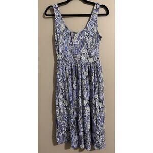 Lascana Short Dress Beach Size 4 Blue Purple Paisley Print‎ Halter Neck #999